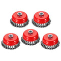 5pcs 4in Wire Cup Brush for Angle Grinder with 5/8"-11 Arbor - size: 4 inch