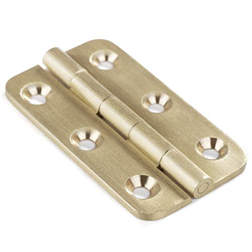Keenkee 2 Inch Brushed Solid Brass Butt Hinges with Screws, 4 PCS