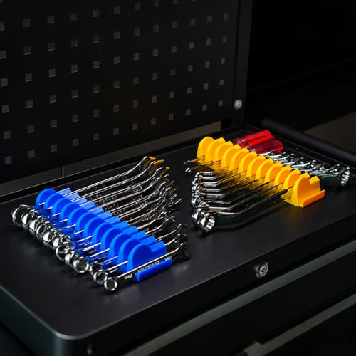 DEHOYI 48 pcs MAGNETIC Modular Wrench Organizers for Tool Drawers - Wrench Rack with Metric&SAE Labels, Perfect Tool Storage Holder. Gift for mechanics (Yellow) - style: Magnetic (48 pcs yellow)