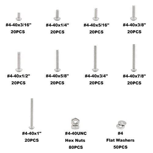 #4-40 UNC 304 SS Phillips Pan Head Screws Hex Nuts & Washers Kit - size: #4-40UNC