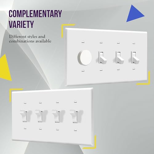 ENERLITES Mid-Size 4-gang Toggle Light Switch Cover Plate, 2 Pack, White - color: White, size: Mid-Size (Pack of 2)