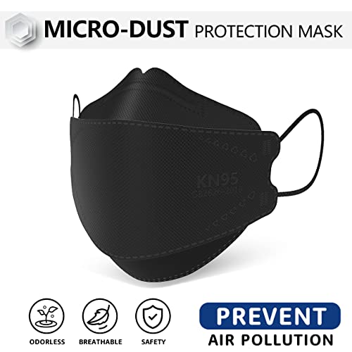 LEVENIS KN95 Face Masks 100 Pack, Breathable Comfortable and Disposable KN95 Mask, Black - color: 100 Pcs Adult-black