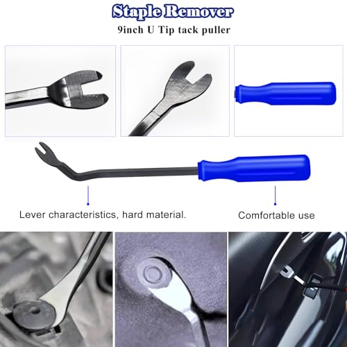 5Pcs Upholstery Staple Remover Tool Set Including U Tip Tack Puller,Dual Head Mallet Hammer(Soft Rubber) with Replacement Head，Removal Pliers for Furniture Floor Photo Frame - style: 5 PCS