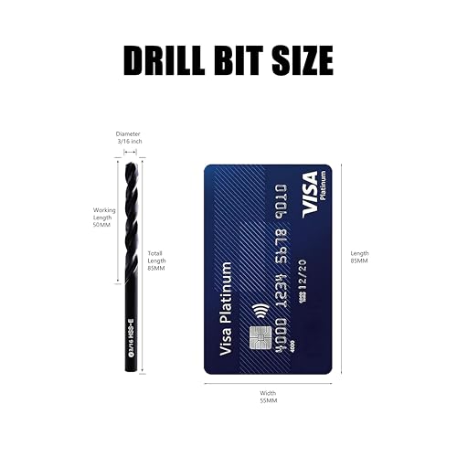 3/16inch HSS M35 Cobalt Twist Drill Bits for Metal - size: 3/16inch (10pcs)