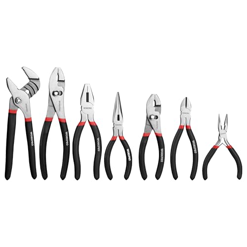 WORKPRO 7-piece Pliers Set, Pliers Tool Set with Comfort Grip, Black - color: Black