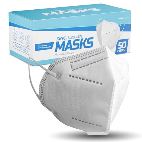 Lyka Distribution KN95 Face Masks - 50 Pack - 5 Layer Protection Breathable KN95 Face Mask with Comfortable Elastic Ear Loop - color: White