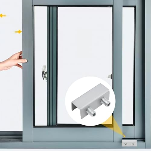 4 Sets Sliding Window Locks, Sliding Door Lock with Keys, Silver - color: Silver