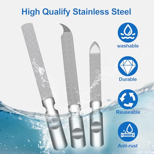 Stainless Steel Nail File (3 Pack) for Natural Nails, Metal Nail Files with Sharp Pointed Tip Fingernail File Sheath Case Double Sided Reusable Flat File Manicure Tool Home Salon Travel Use Men Women - size: 3 Pack Stainless Steel Nail File with PU Case