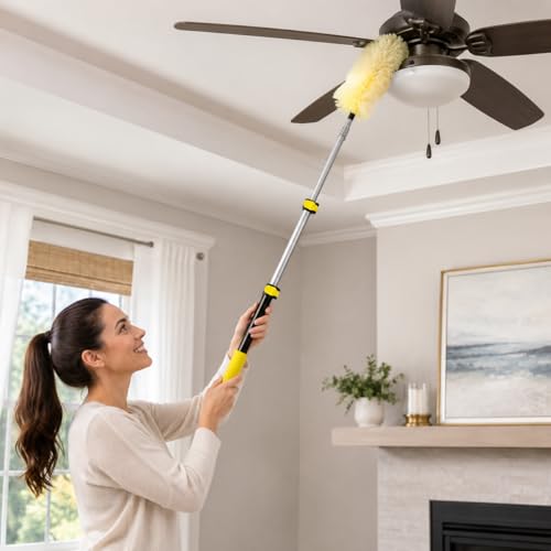 1.4–3 FT Telescoping Pole, Paint Roller Extension Handle with Threaded Metal Tip for Indoor Painting, Dusting and Window Cleaning (Yellow) - size: 3 FT Yellow