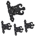 4 Pack 4.5 Inch Antique Cast Iron Vintage Heavy Duty T Hinges Black Powder Coated Wrought Iron Antique Flush Mount Hinge Barn Door Shed Hinges with Hardware for Cabinet Wardrobe Wooden Box