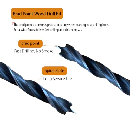 Brad Point Drill Bit Set, 5PCS Wood Drill Bits 1/8"-5/16" with Quick Change Hex Shank - Wood Drill Bit Set Professional for Hardwood, Plywood, Plastic, Ideal for Carpentry, DIY & Woodworking Projects - size: 5pcs1/8-5/16