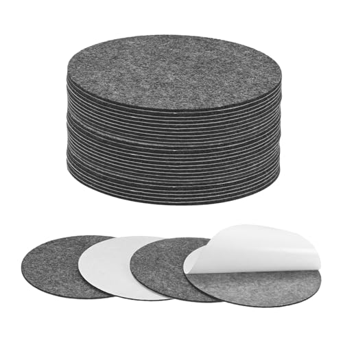 M METERXITY 30-Pack Lamp Base Felt, 5 Inch Dia. 2mm Thick Self Adhesive Round Fabric Felt Pads for Lamp/Furniture/DIY, Non-Slip Fiber Backed Patch Circles with Adhesive Backing [Grey] - color: Grey, size: 5" Dia