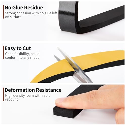 Yotache Foam Strips with Adhesive 1" W X 3/8" T, 13 Ft Length - size: 1"x3/8"x13 FT