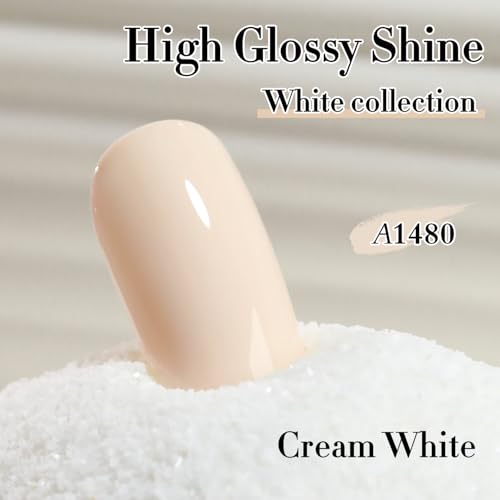 Double Rhythm 15ML Gel Polish Pure Sheer Same Color Same Bottle Soak Off Gel Polish Art Manicure Salon DIY at Home for Women (Cream White-A1480) - color: Cream White
