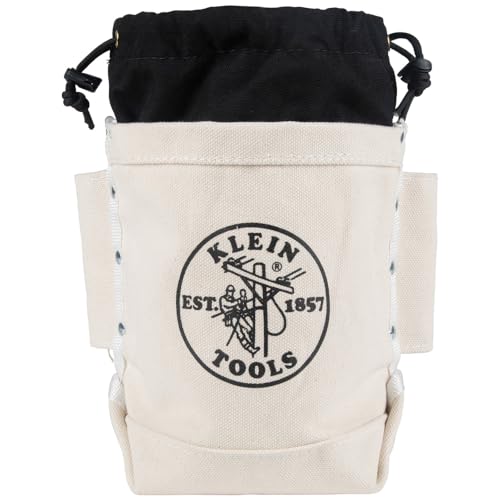 Klein Tools 5416TCP Tool Bag, Extra Tall Top Closing Bolt Bag with 3-Inch Drawstring, Heavy-Duty No. 4 Canvas, 5 x 12 x 9-Inch - size: Extra Tall