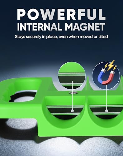 Reniteco 3-Piece Magnetic Socket Organizer Tray, for 1/2'', 3/8 '', 1/4'' Drive Metric/SAE Hold up to 76 Sockets, Heavy-Duty Socket Holder with Handle & Magnetic Base, Sockets Not Included - color: Green