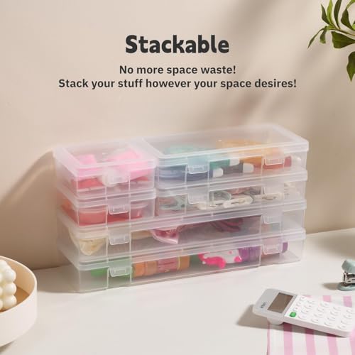 novelinks Small Plastic Containers with Lids and Plastic Pencil Boxes - color: 6 Pack Large -Clear