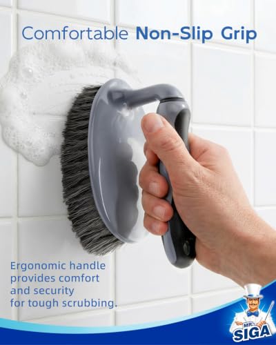 MR.SIGA Heavy Duty Scrub Brush with Comfortable Grip for Bathroom Shower