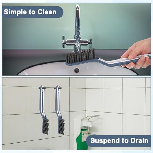 uxcell Crevice Cleaning Brush with Tweezer, Hard Bristle Gap Brush for Tidying Narrow Space, Deep Cleaning Supplies for Kitchen Sink, Toilet, Bathroom, Bathtub, Home, Window, Blue - color: Blue