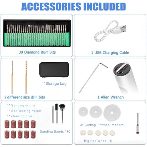 USB Rechargeable Engraving Pen with 42 Bits, Mini Rotary Tool kit,Engraver for Wood, Metal, Glass, and Plastic - Ideal for DIY, Jewelry, and Model Making