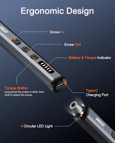JOREST Mini Electric Screwdriver, Small Cordless Precision Screwdriver set with 38 Magnetic Bits, 5 Torque Settings, Repair Tool for iPhone, Laptop, Drone, Game Console, Camera; Gift for Father