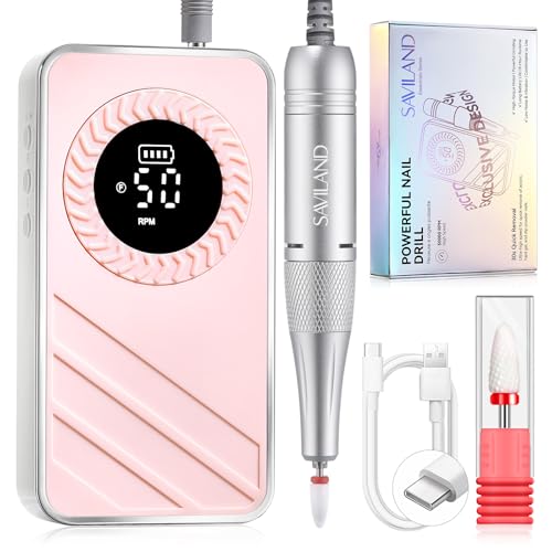 SAVILAND 30s Fast Removal Electric Nail Drills 50000 RPM for Acrylic Nails - color: Red