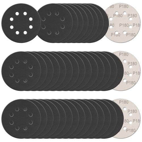 100Pcs 5 Inch Sanding Discs Hook & Loop 8-Hole Wet Dry Sandpaper 180 Grit - style: 100Pcs 180 Grit