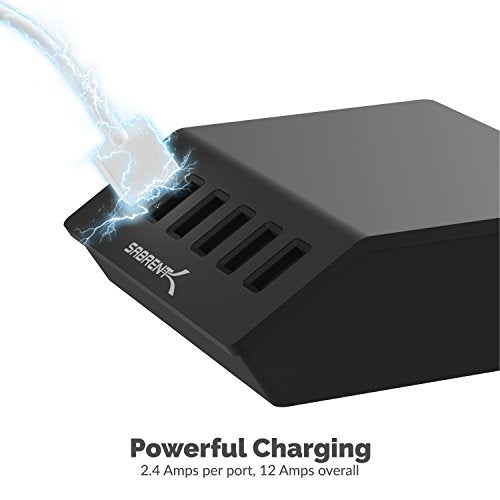 SABRENT 60W 6-Port USB Charging Station, Auto-Detect, UL (AX-FLCH-B) - size: 6-Port