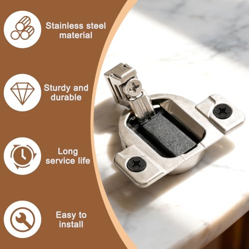 8 Pack Cabinet Hinges Compatible with Blum 30.310-11.02, 110 Degree Screw On Compact 33, Self Quick Closing Door Hinges Include Screwdriver and 16 Wood Screws, No Mounting Plate