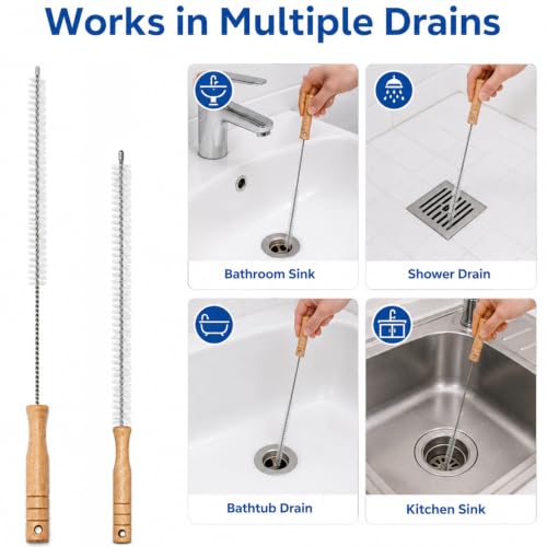 Drain Cleaning Brush Set, Flexible Sink and Shower Drain Brush, 4PCS