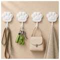 Cute Paw Self Adhesive Wall Hooks, Decorative Hooks for Walls No Damage 4lb | Small White Stick on Hooks for Keys, Dog Leashes, Towels and Bags, Ideal for Bathrooms, Kitchens, Entryways, Closets and RVs