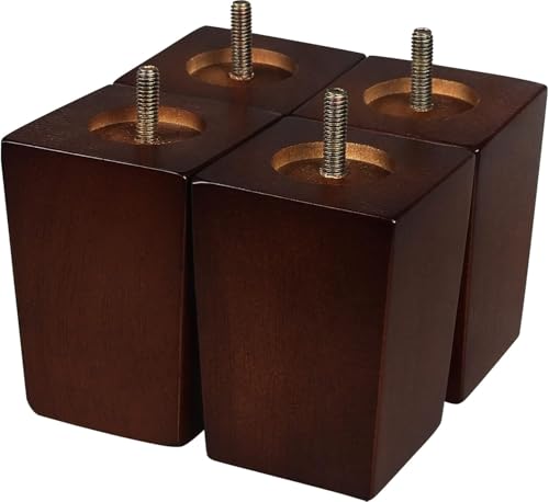 4 Inch Couch Legs for Furniture Set of 4, Square Wooden Furniture Legs - size: 4 Inch