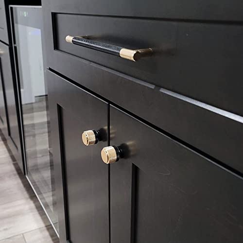 30 Pack 5 Inch 128 mm Knurled Cabinet Handles Cabinet Pulls Aluminum Handles Knurled Drawer Pulls Gold and Black Oxidation Finish with Diamond Pattern 6.2" Length (5" Hole Center) - color: Gold Black, size: 5 Inch
