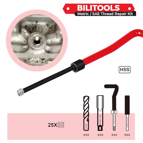BILITOOLS M4x0.7 Helicoil Thread Repair Kit Metric, HSS Drill Heli Coil Repair Kit - size: M4 x 0.7, style: Metric