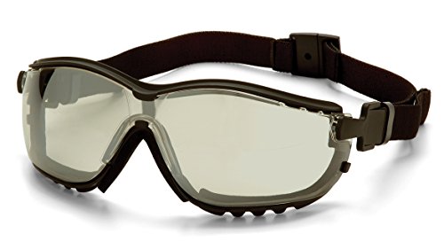 Pyramex V2G Safety Glasses, Black Frame/Amber Anti-Fog Lens - color: Black Frame/Indoor-outdoor Mirror Anti-fog Lens