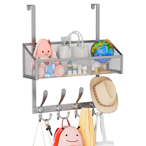 Kaiferty Over The Door Hooks Organizer, Coat Rack Over The Door Storage Hanger Towel Rack, Back of Door Storage Organizer for Bathroom,Bedroom,Kitchen,Office (Silver, 2-Tier) - color: Silver, size: 2-Tier