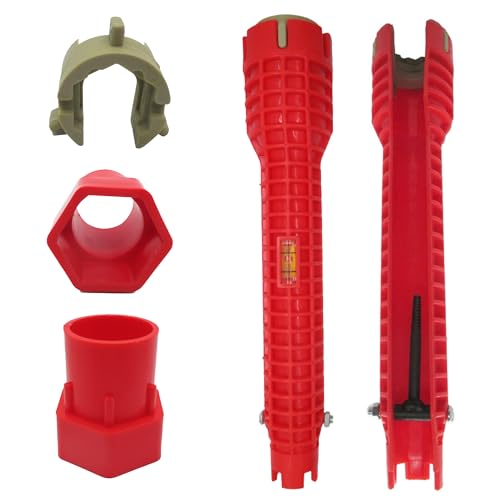 Faucet and Sink Wrench Tool - Multi-Function Basin Wrench - Plumbing Installation Tool for Tight Spaces - Kitchen Bathroom Sink Faucet Installer - Under Sink Wrench Set - Plumber Tools (8-in-1 Kit)