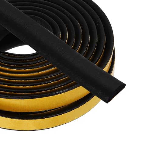 PATIKIL 16.4FT Solid Rubber Weather Stripping, 2Pcs 3/5" W x 1/5" H Self Adhesive D Shape EPDM Rubber Seal Strip Gasket for Door Frame Window Insulation RVs Furniture Cabinets, Black - size: 16.4FT x 3/5"W x 1/5"H