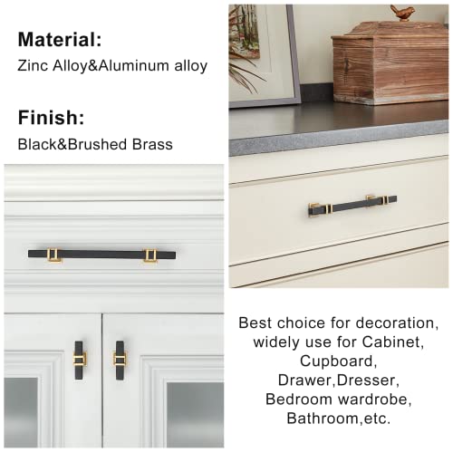 10 Pack 3 Inch Black & Gold Cabinet Pulls - Modern Kitchen Cabinet Hardware - color: Black & Matte Gold, size: 3 inch (76mm) Hole Center Pull