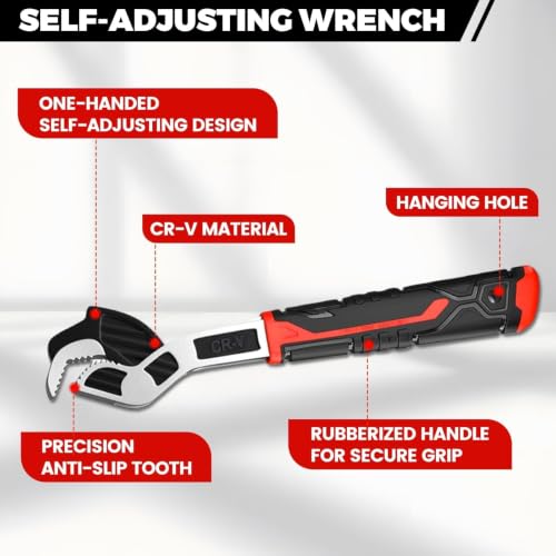 3 Pack Pipe Wrench Set, 6" 8" 10" Self Adjusting Wrench - color: 6”+8”+10”