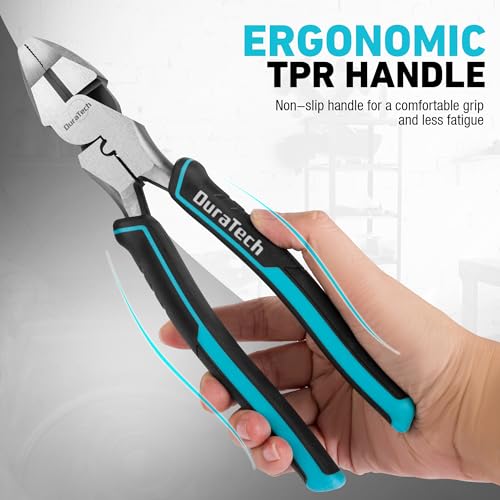 DURATECH 9.5 INCH High Leverage Linemans Pliers, Heavy Duty Side Cutters, Linesman Pliers for Wire Cutting, Crimping (Pack of 2) - size: 9.5 inch (Pack of 2)