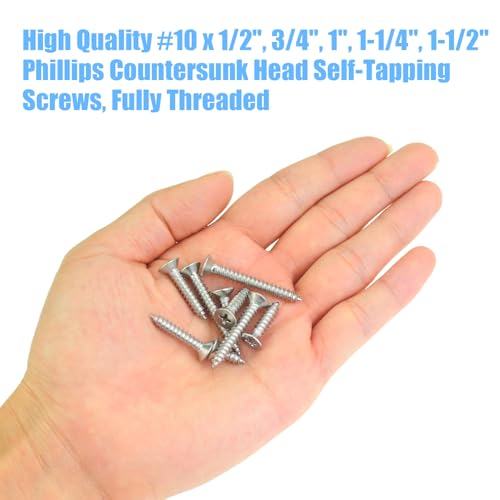DYWISHKEY 116-Piece Wood Screw Assortment Kit - 1/2", "1/4", "3/4", "1", "1-1/4", "1-1/2" Screws - size: #10