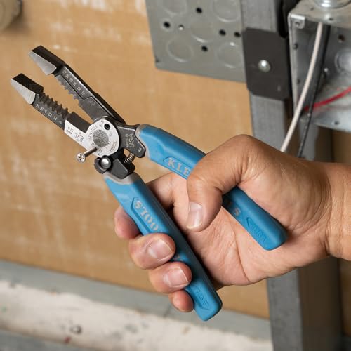 Klein Tools K12035L Klein-Kurve Wire Cutters, Made in USA, Heavy Duty Wire Stripping Tool with Lock, 8-20 AWG - size: Wire Stripper with Lock