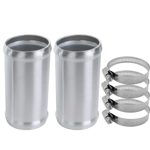 AC PERFORMANCE 2.25" (57mm) OD Aluminum Alloy Hose Joiner Silicone Pipe Connector Bead, 4" Length with 304 SS Clamps, Pack of 2 - size: 2.25" (57mm) - 2PCS