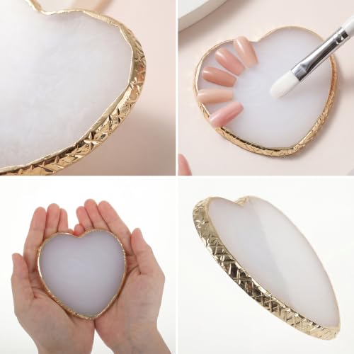 Ouligay 2PCS Nail Art Palette Gold Edge Resinnail Polish Palette Mixing Tool