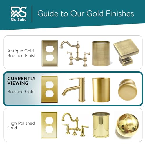 Rio Salto BRASS Toggle Light Switch Cover Plate Triple Toggle Flip Switch Outlet Covers 3 Gang Brushed Brass Gold Metal Wall Plate Flip Swtich — Signature Collection, Standard Size 4.50" X 6.33" - color: Toggle Switch 3-Gang (1-Pack)