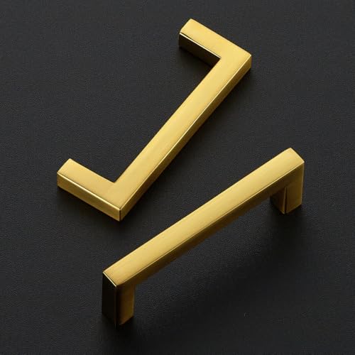 Ravinte Gold Cabinet Handles Solid Cabinet Pulls, 3 Inch CC, 10 Pack - color: Gold, size: Flat Black 3'' Hole Center