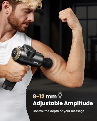 RENPHO Active Evo Massage Gun, Gifts for Men Women Deep Tissue Back Handheld Massage with 8-12mm Amplitude Heavy-Duty, FSA Approved Percussion Professional Muscle Massager Gun for Athtetes HSA - color: Midnight Black