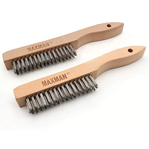 MAXMAN Wire Brush 2Pcs, 10" Stainless Steel Bristles, Rust & Paint Remover - style: 2Pcs Stainless Steel Brushes