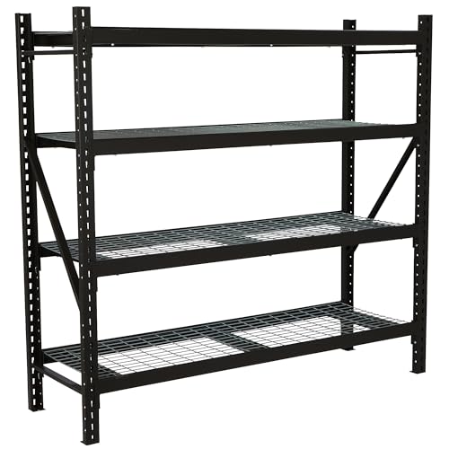 Ironton 4-Tier Industrial Steel Shelving Unit, 8,000-Pound Load Capacity, Garage Storage Rack, 77" W x 24" D x 72" H | Adjustable shelf heights, 2, 000-lb. capacity per shelf, Garage and workshop organization, Accessible storage - size: 4 Tier